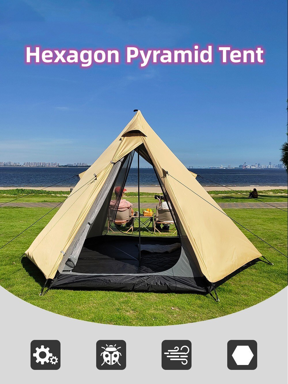 Cheap Goat Tents Outdoor Pyramid Tent 3 4 People Double Layer Indian Style Camping Tent High Quality Aluminum Pole Teepee Family Travel Yurt Tent   